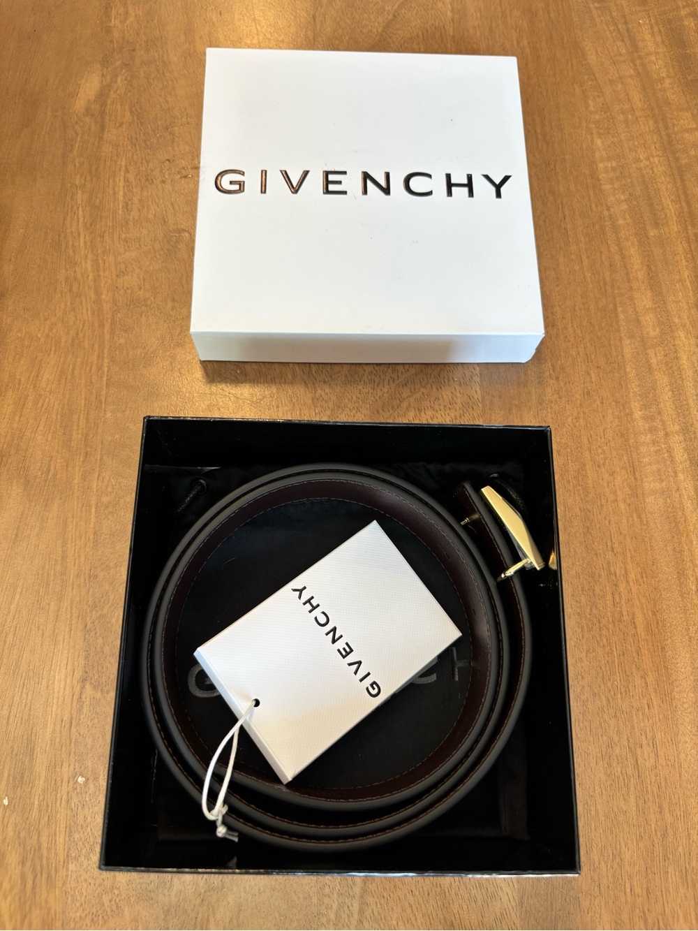Givenchy 4G Reversible Leather Men’s Belt with Gold-Tone Buckle